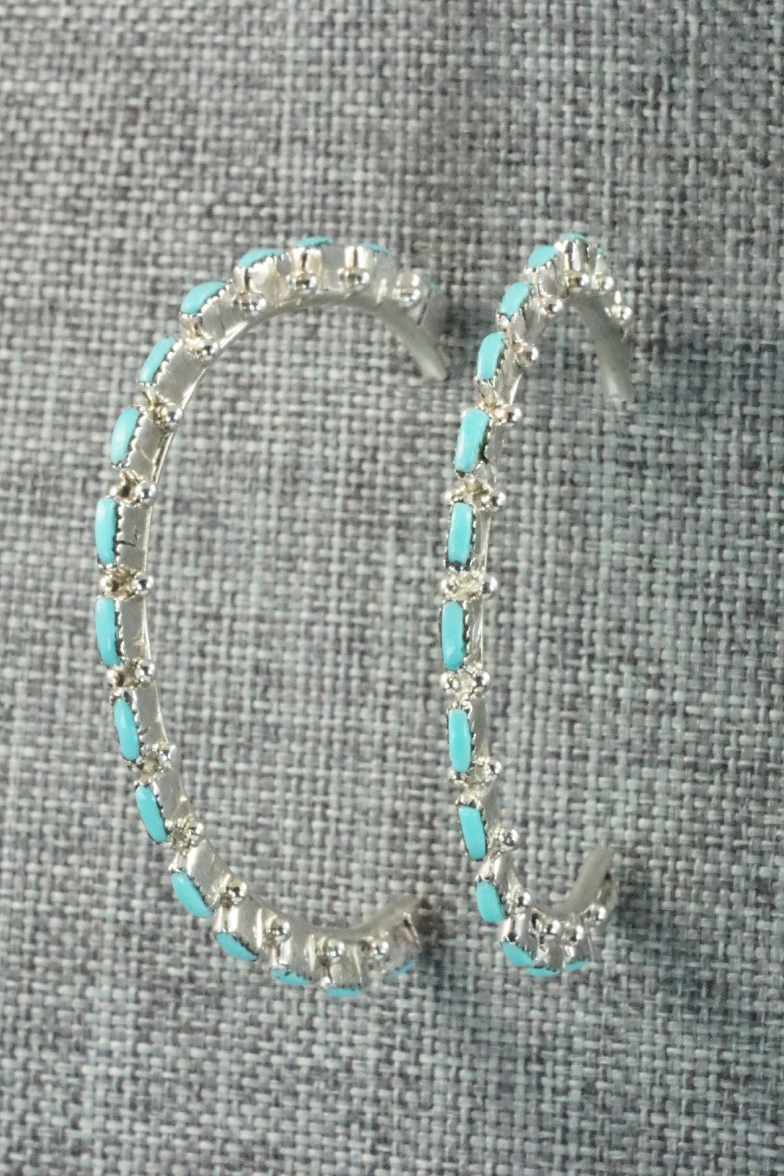 Turquoise & Silver Hoop Earrings - Aurelia Hughte