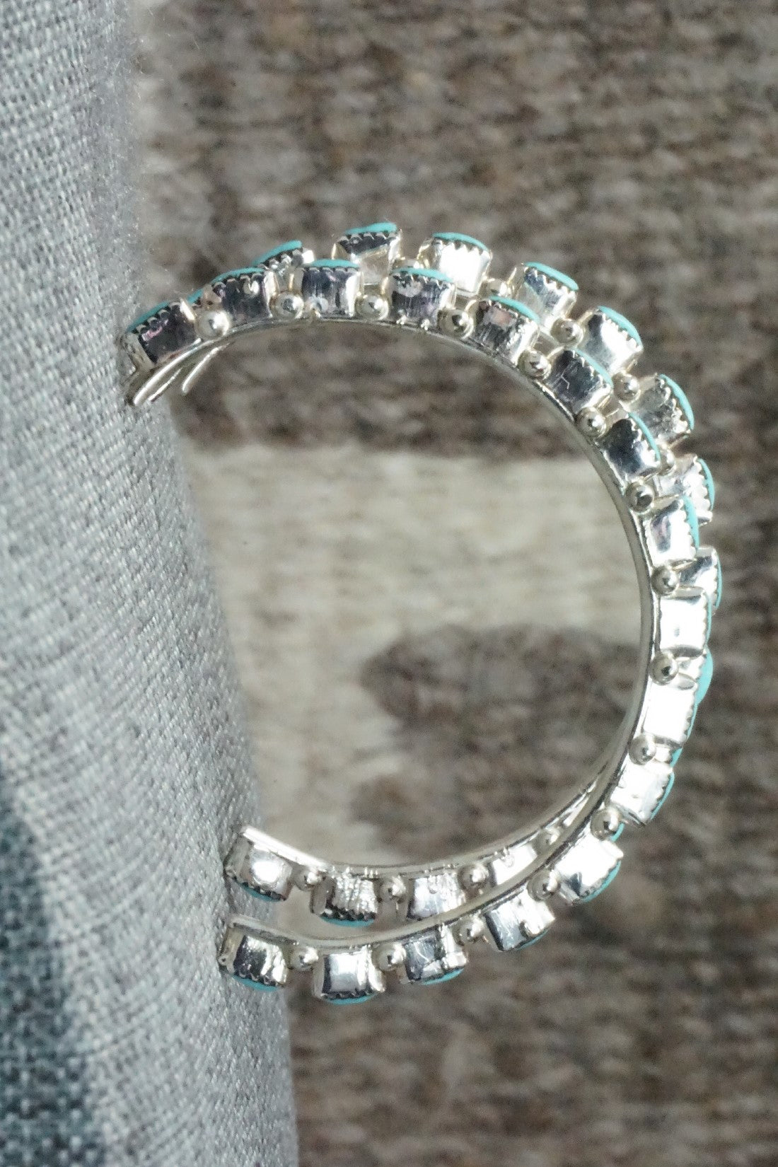 Turquoise & Silver Hoop Earrings - Aurelia Hughte