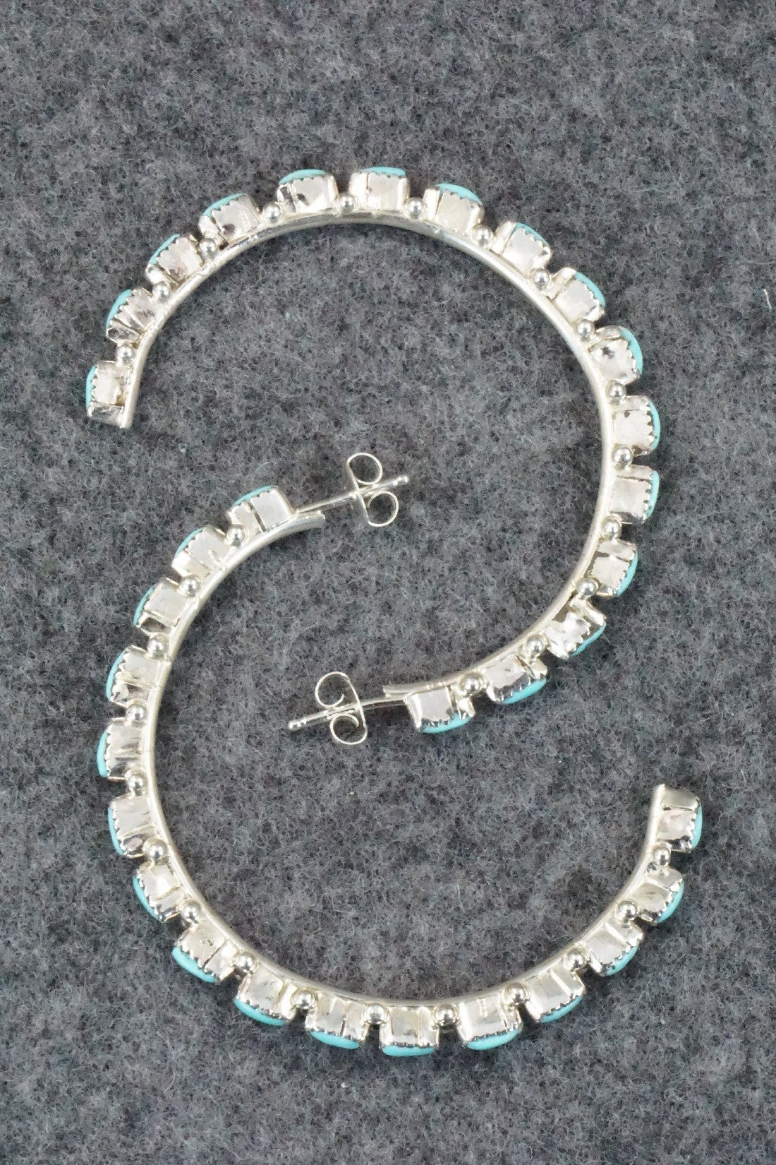 Turquoise & Silver Hoop Earrings - Aurelia Hughte