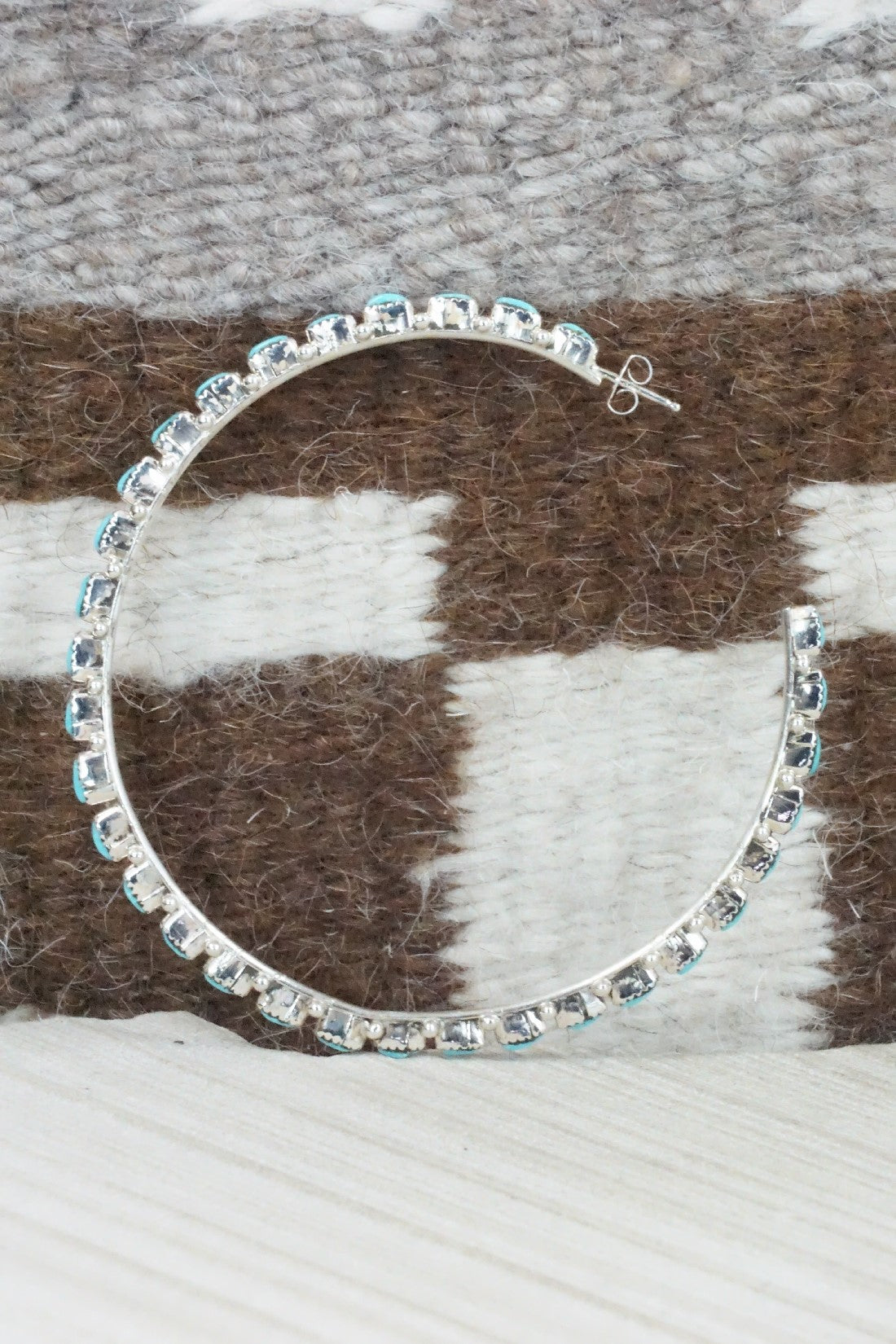 Turquoise & Silver Hoop Earrings - Aurelia Hughte