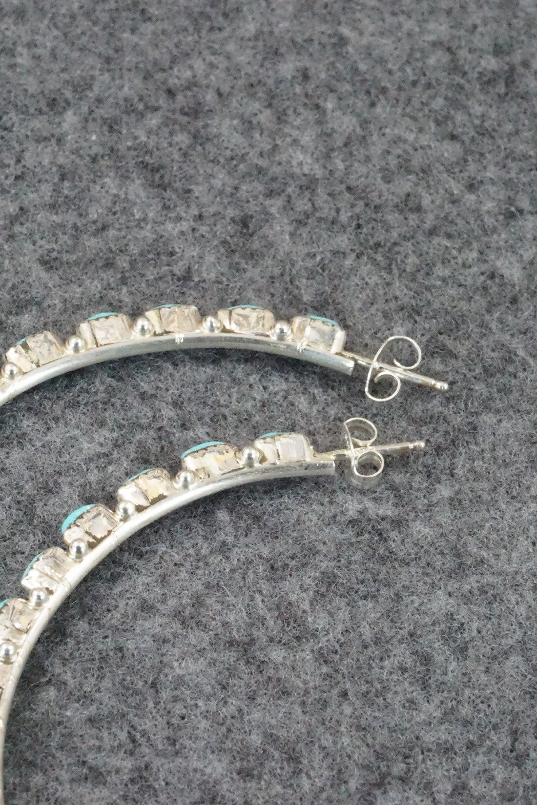 Turquoise & Silver Hoop Earrings - Aurelia Hughte