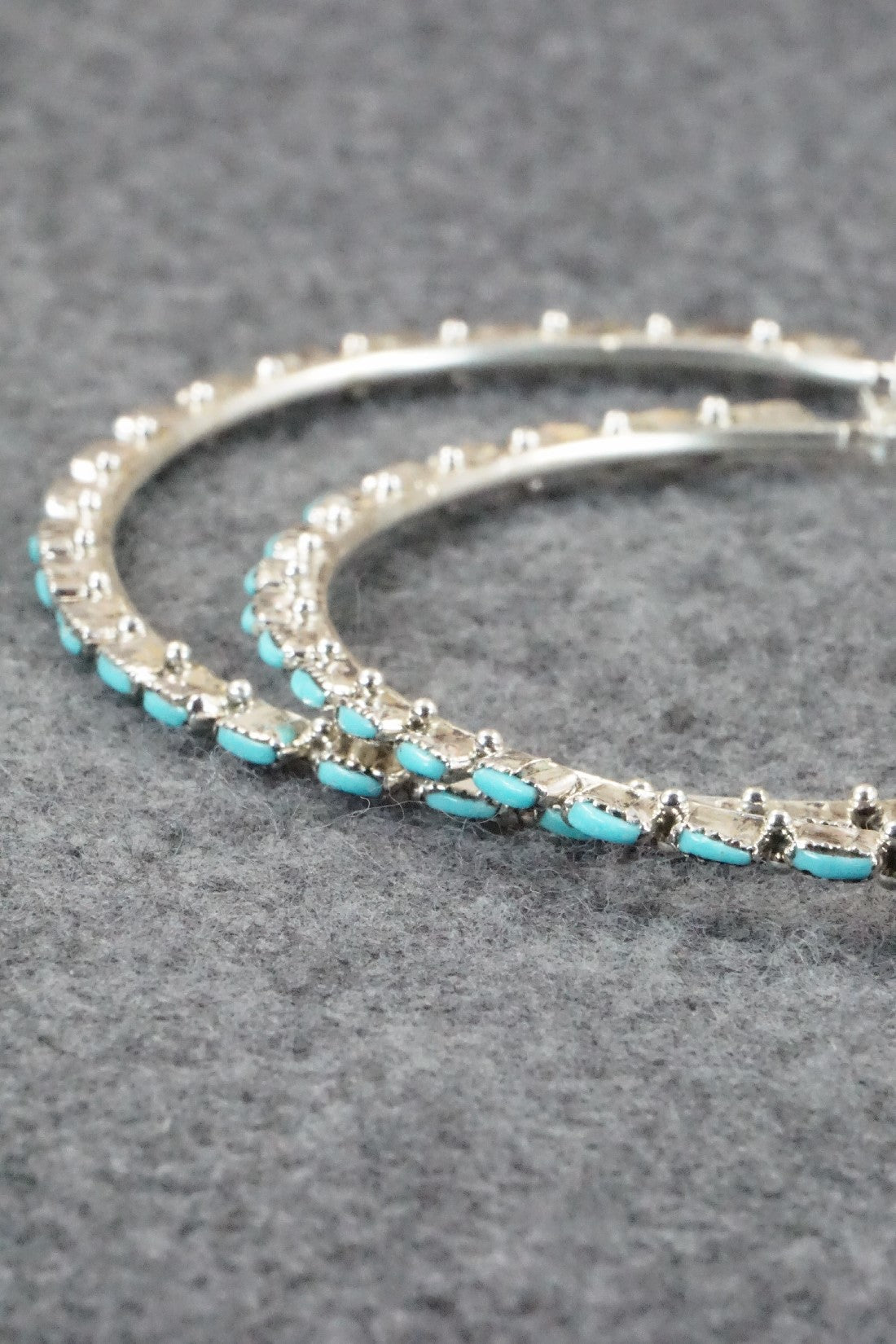 Turquoise & Silver Hoop Earrings - Aurelia Hughte