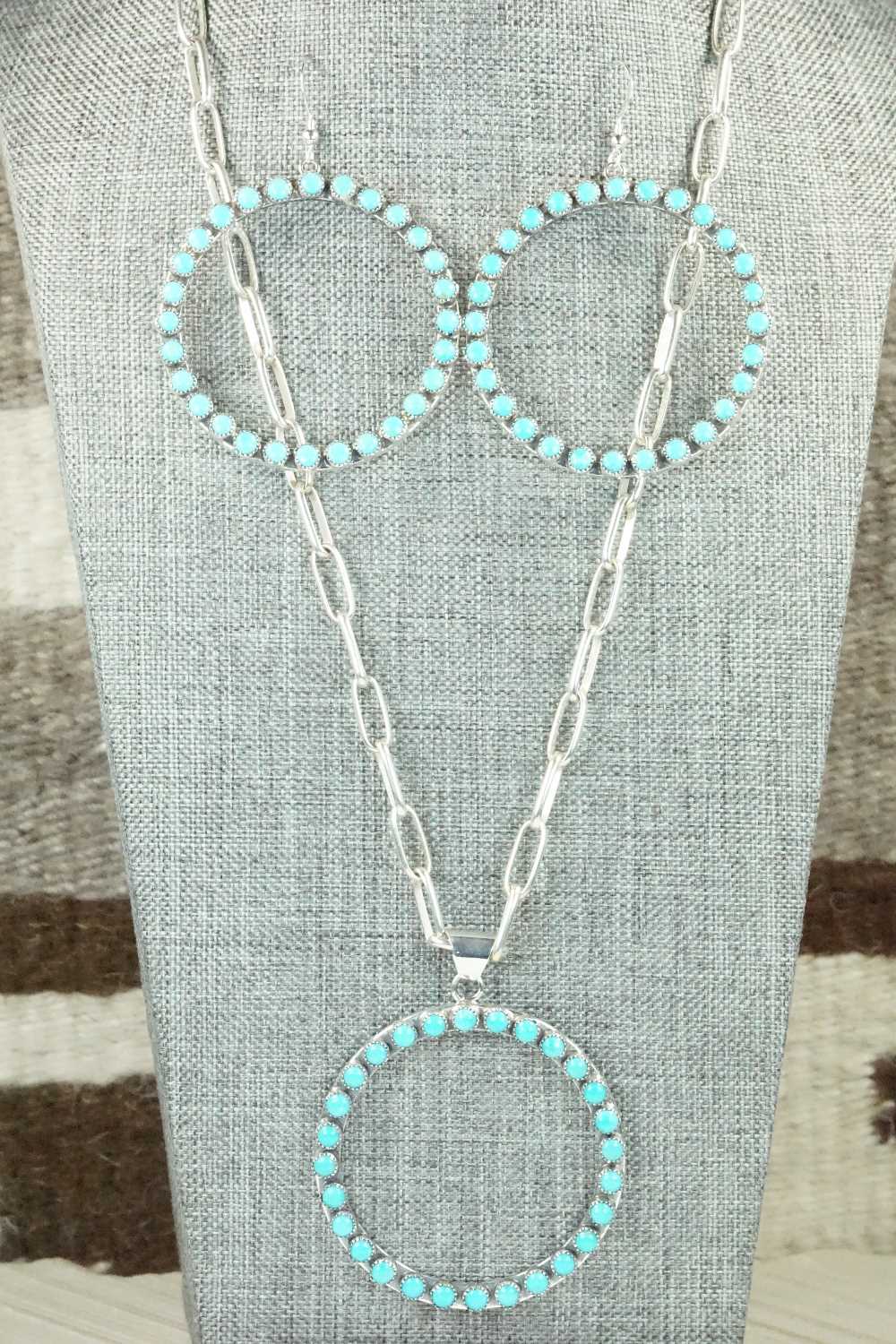 Turquoise & Sterling Silver Necklace and Earrings Set - Anthony Skeets