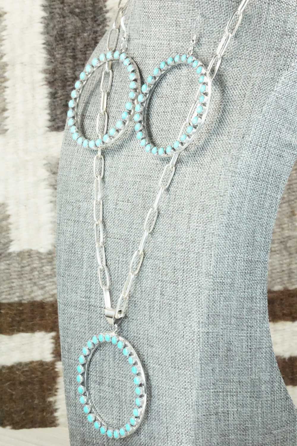 Turquoise & Sterling Silver Necklace and Earrings Set - Anthony Skeets
