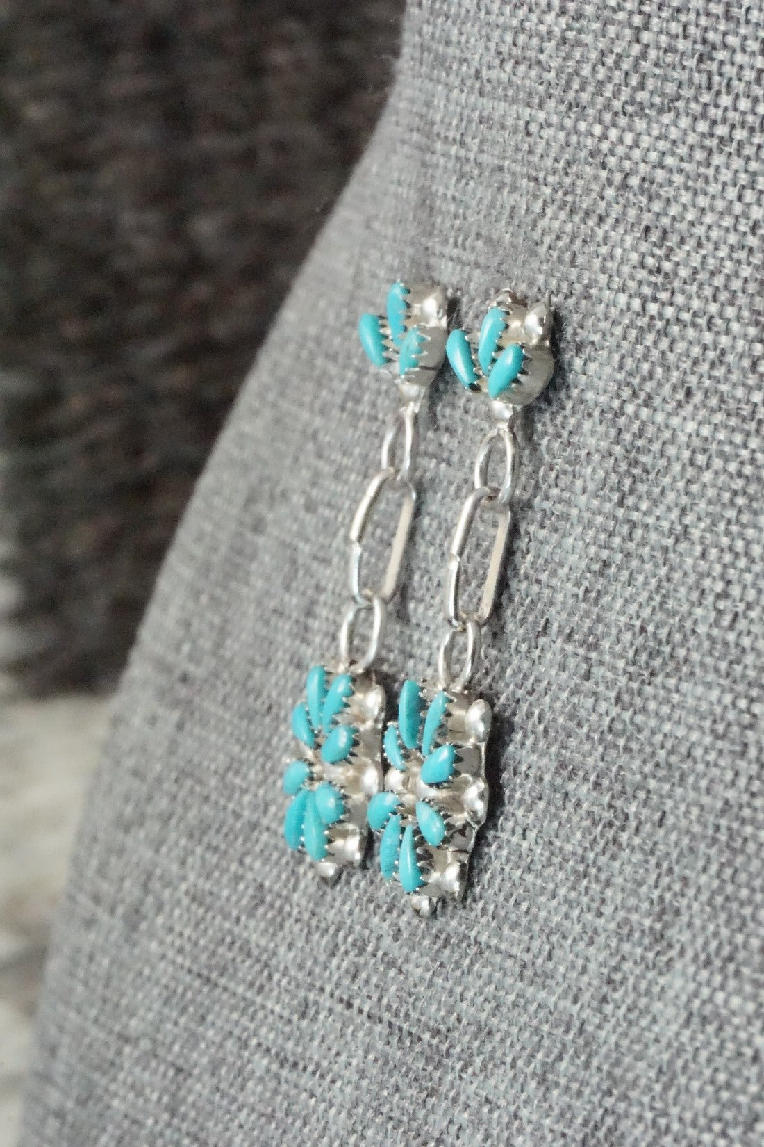 Turquoise & Sterling Silver Earrings - David Leekity