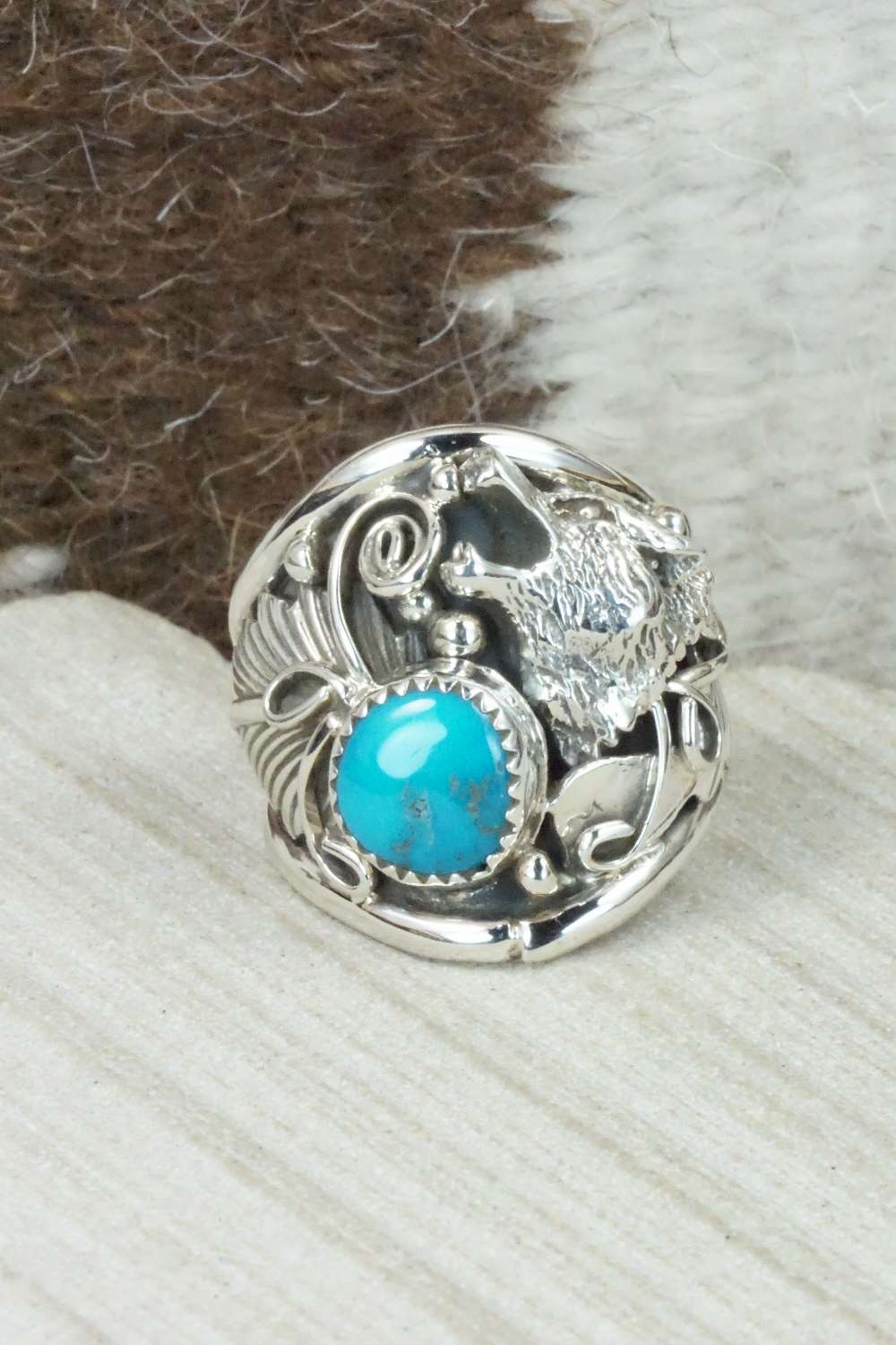 Turquoise and Sterling Silver Ring - Jeanette Saunders - Size 10.5