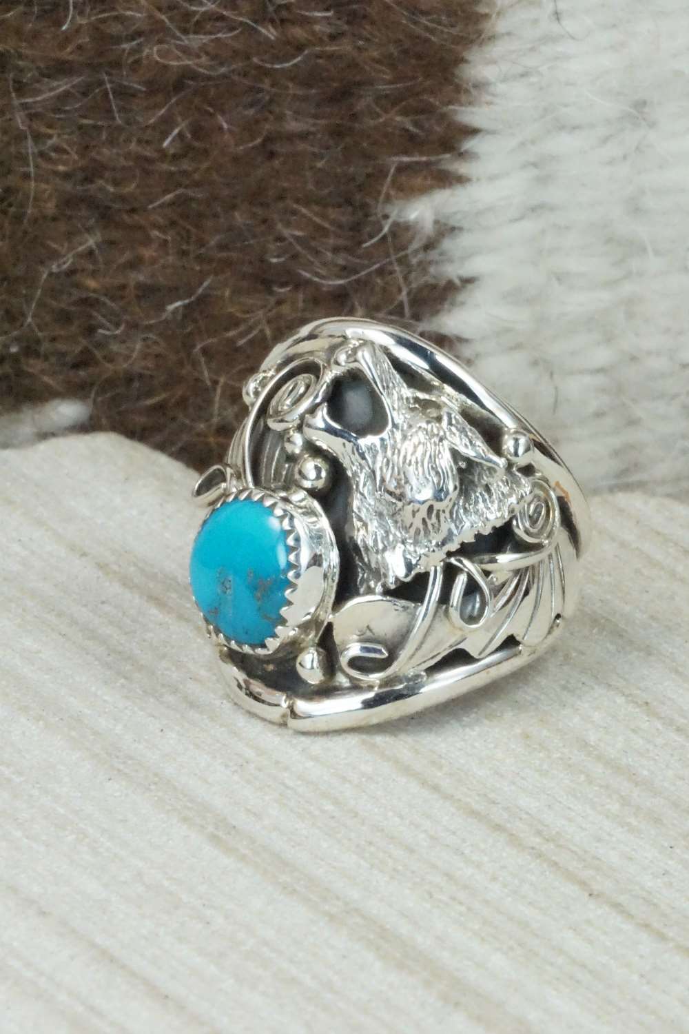 Turquoise and Sterling Silver Ring - Jeanette Saunders - Size 10.5