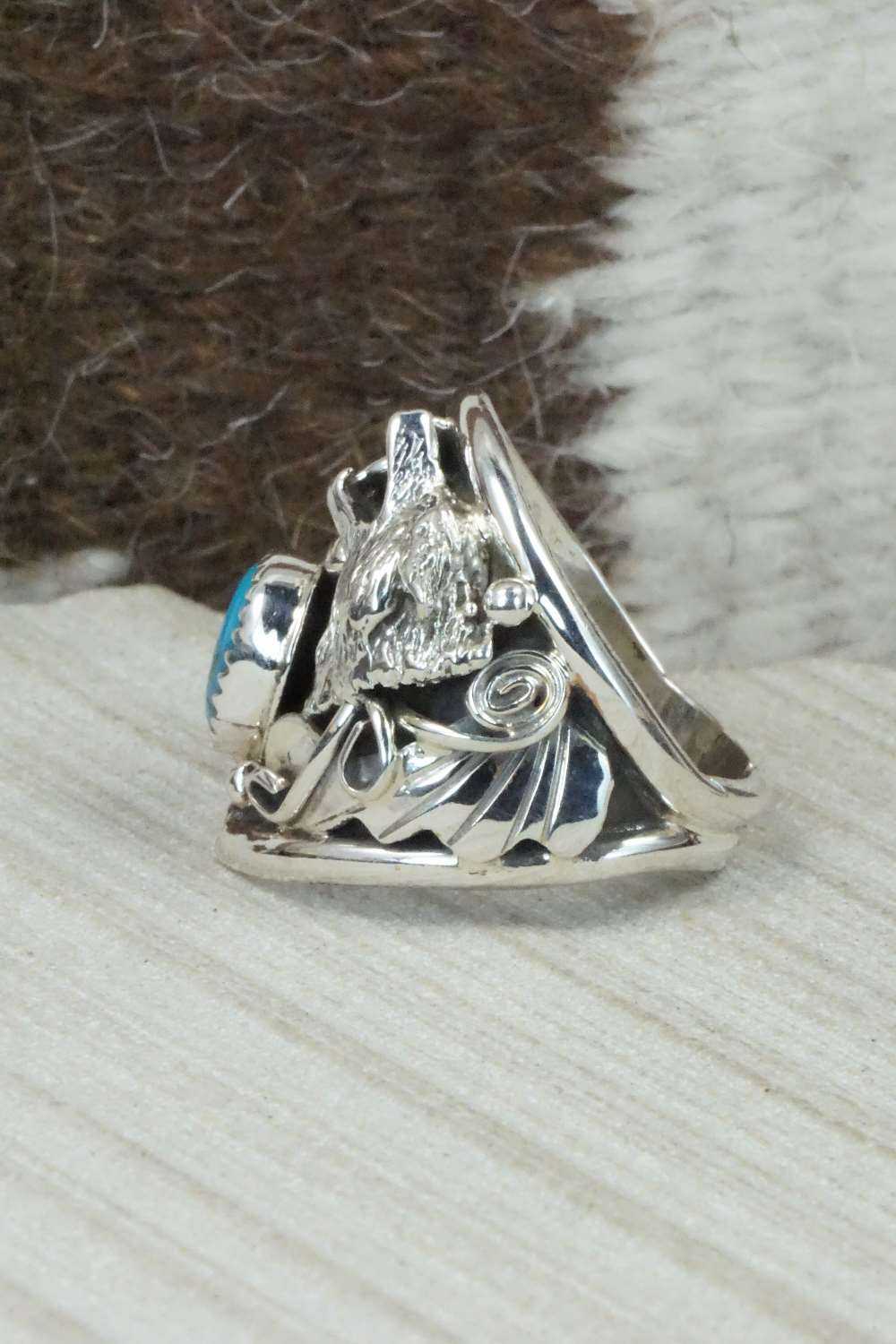 Turquoise and Sterling Silver Ring - Jeanette Saunders - Size 10.5