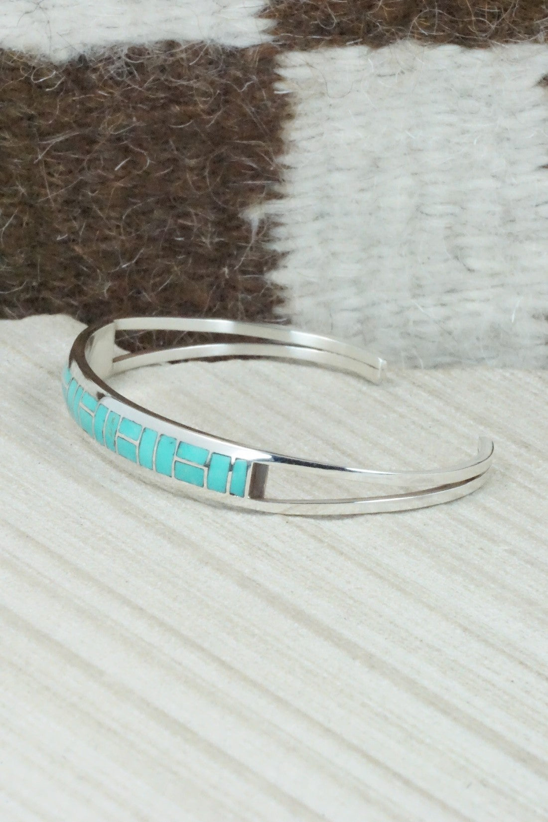Turquoise & Sterling Silver Inlay Bracelet - Sibert Bowannie