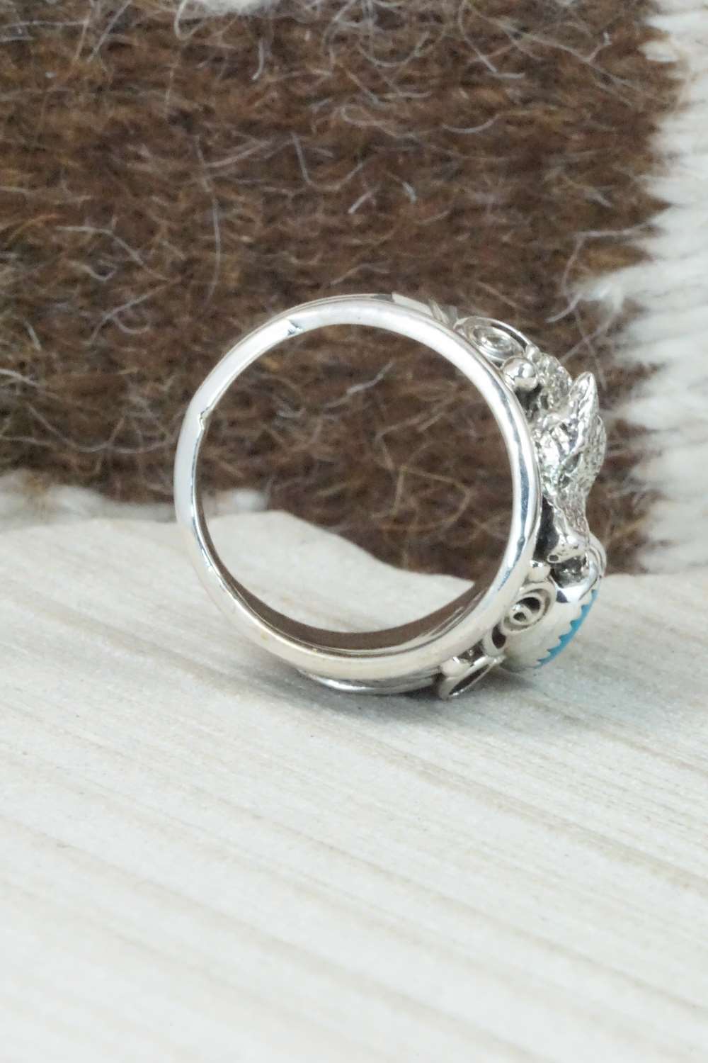 Turquoise and Sterling Silver Ring - Jeanette Saunders - Size 10.5