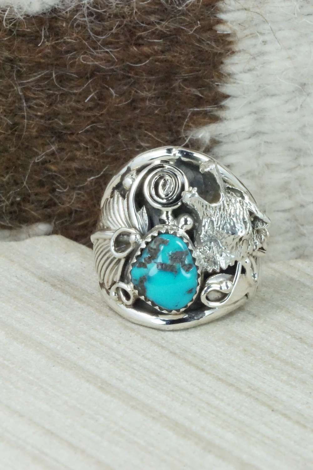 Turquoise and Sterling Silver Ring - Jeanette Saunders - Size 10