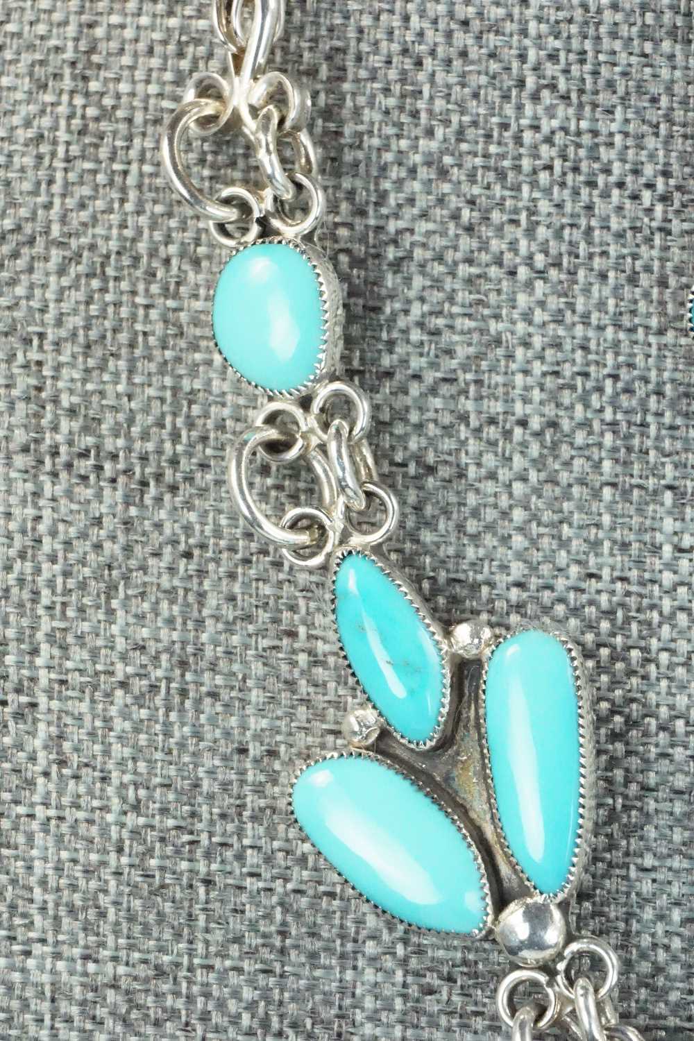Turquoise & Sterling Silver Necklace and Earrings Set - Smokey Gchachu