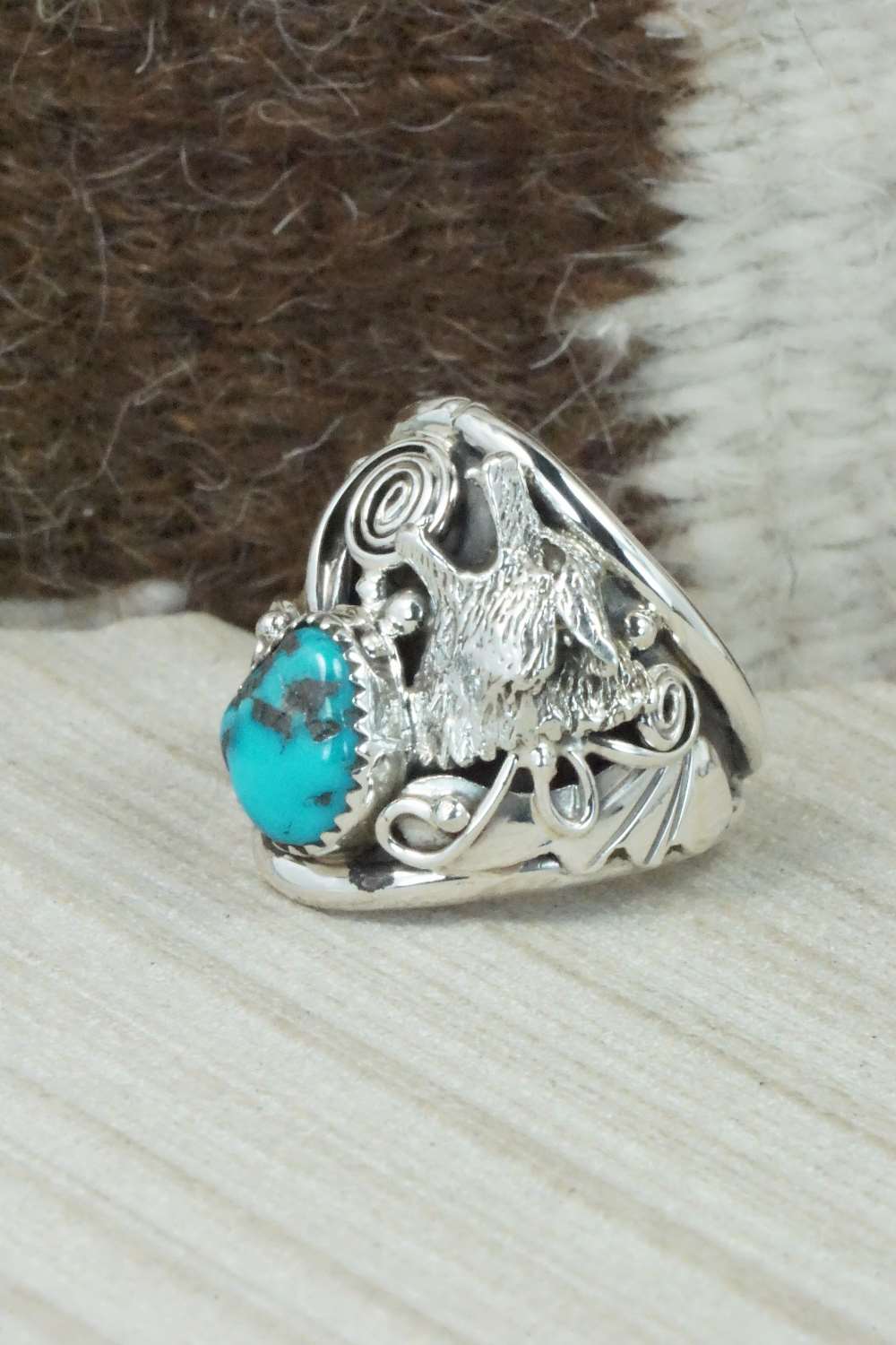 Turquoise and Sterling Silver Ring - Jeanette Saunders - Size 10