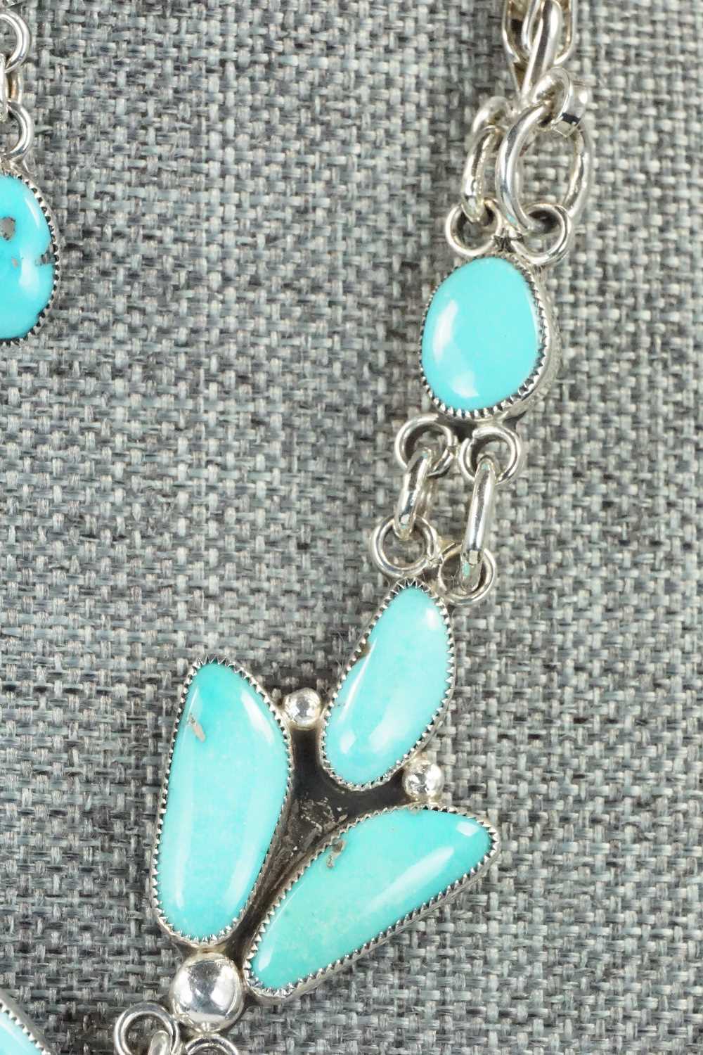 Turquoise & Sterling Silver Necklace and Earrings Set - Smokey Gchachu