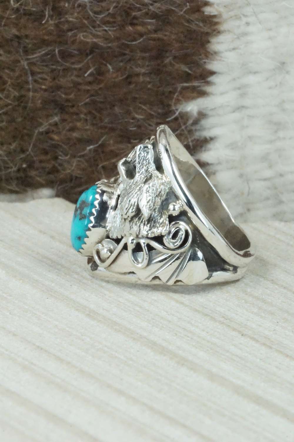 Turquoise and Sterling Silver Ring - Jeanette Saunders - Size 10