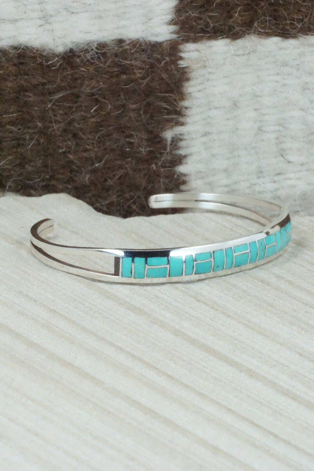 Turquoise & Sterling Silver Inlay Bracelet - Sibert Bowannie