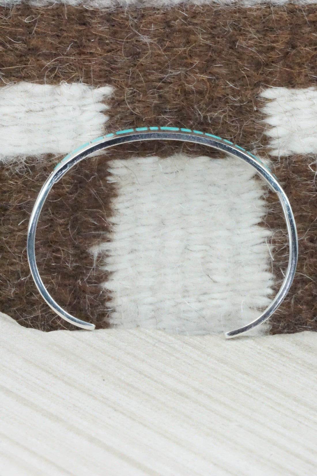 Turquoise & Sterling Silver Inlay Bracelet - Sibert Bowannie