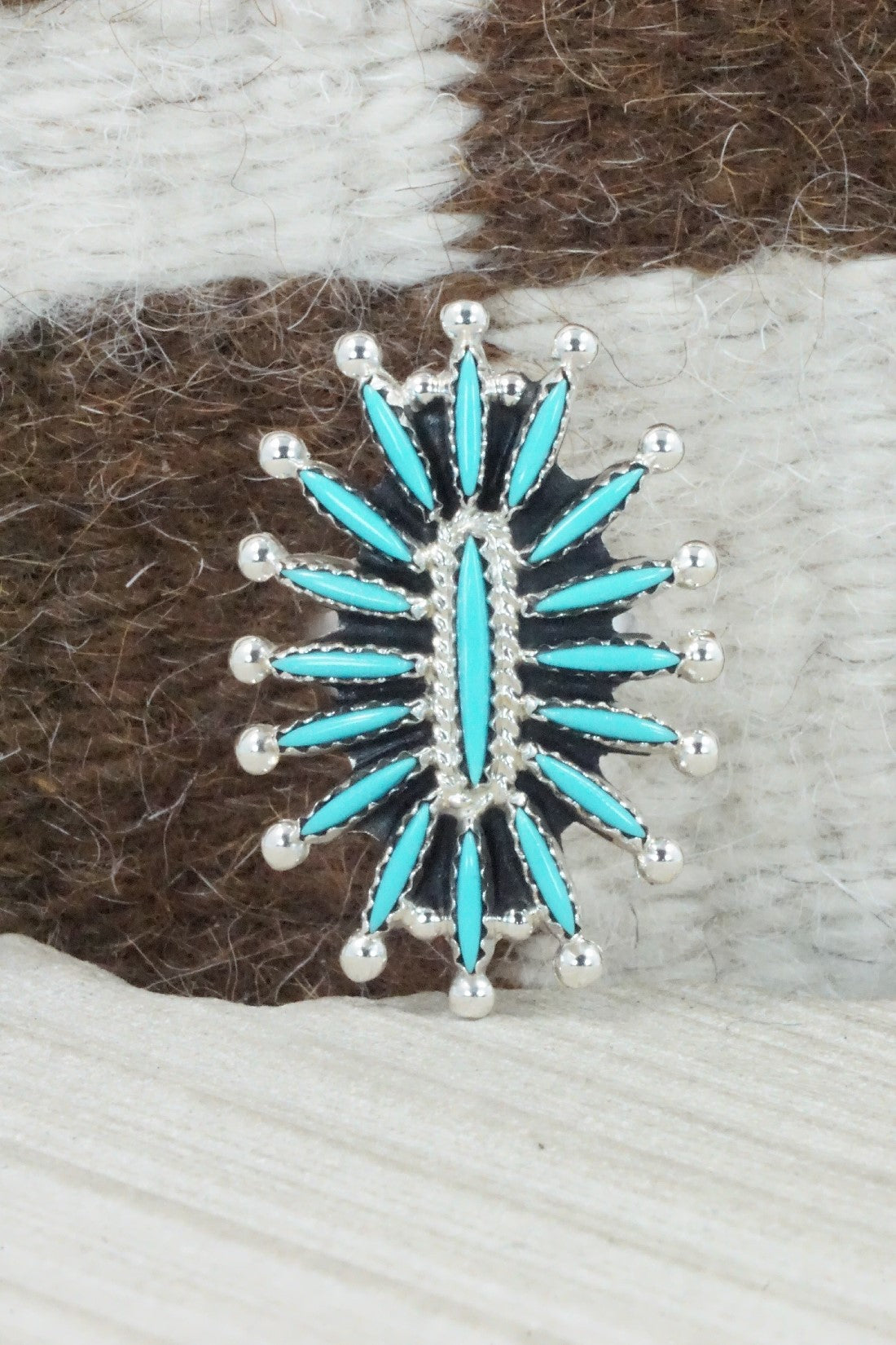 Turquoise & Sterling Silver Ring - Gerald Etsate - Size 8.5