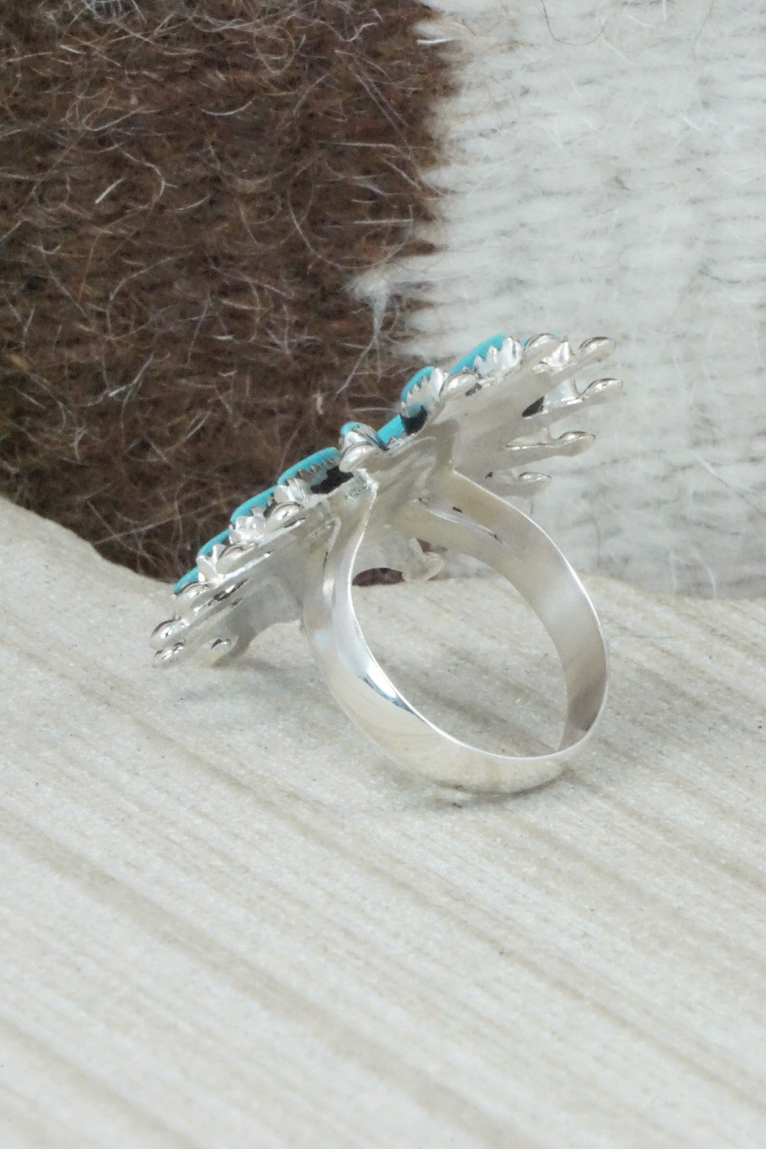 Turquoise & Sterling Silver Ring - Gerald Etsate - Size 8.5
