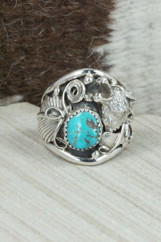 Turquoise & Sterling Silver Ring - Jeanette Saunders - Size 12.5