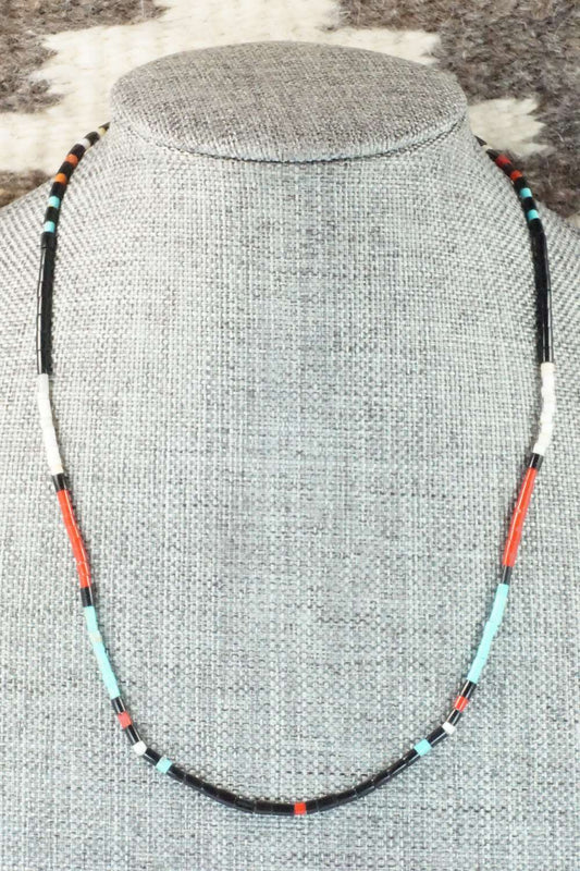 Turquoise, Coral and Shell Necklace - Frank Ortiz