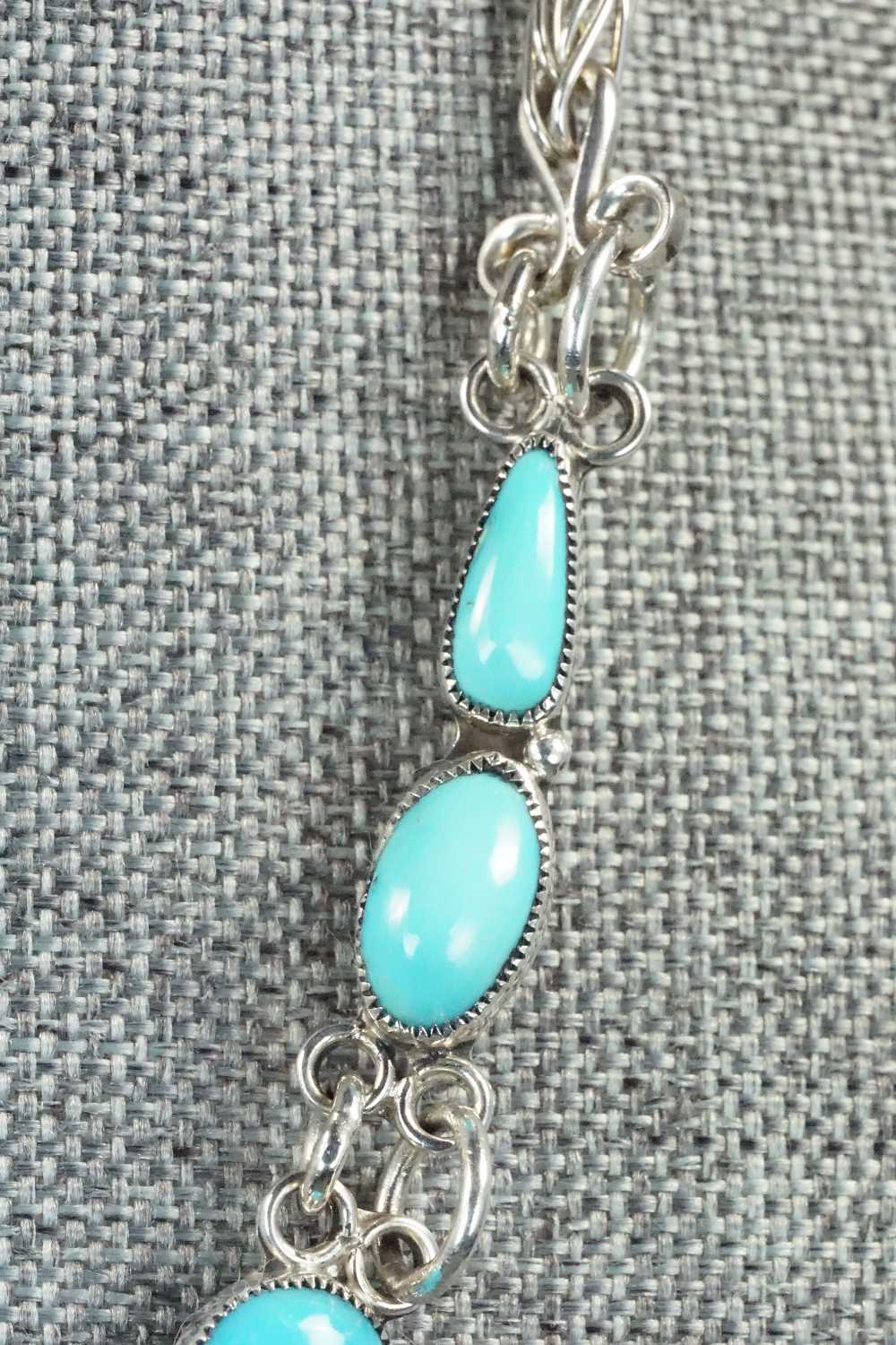Turquoise & Sterling Silver Necklace and Earrings Set - Smokey Gchachu
