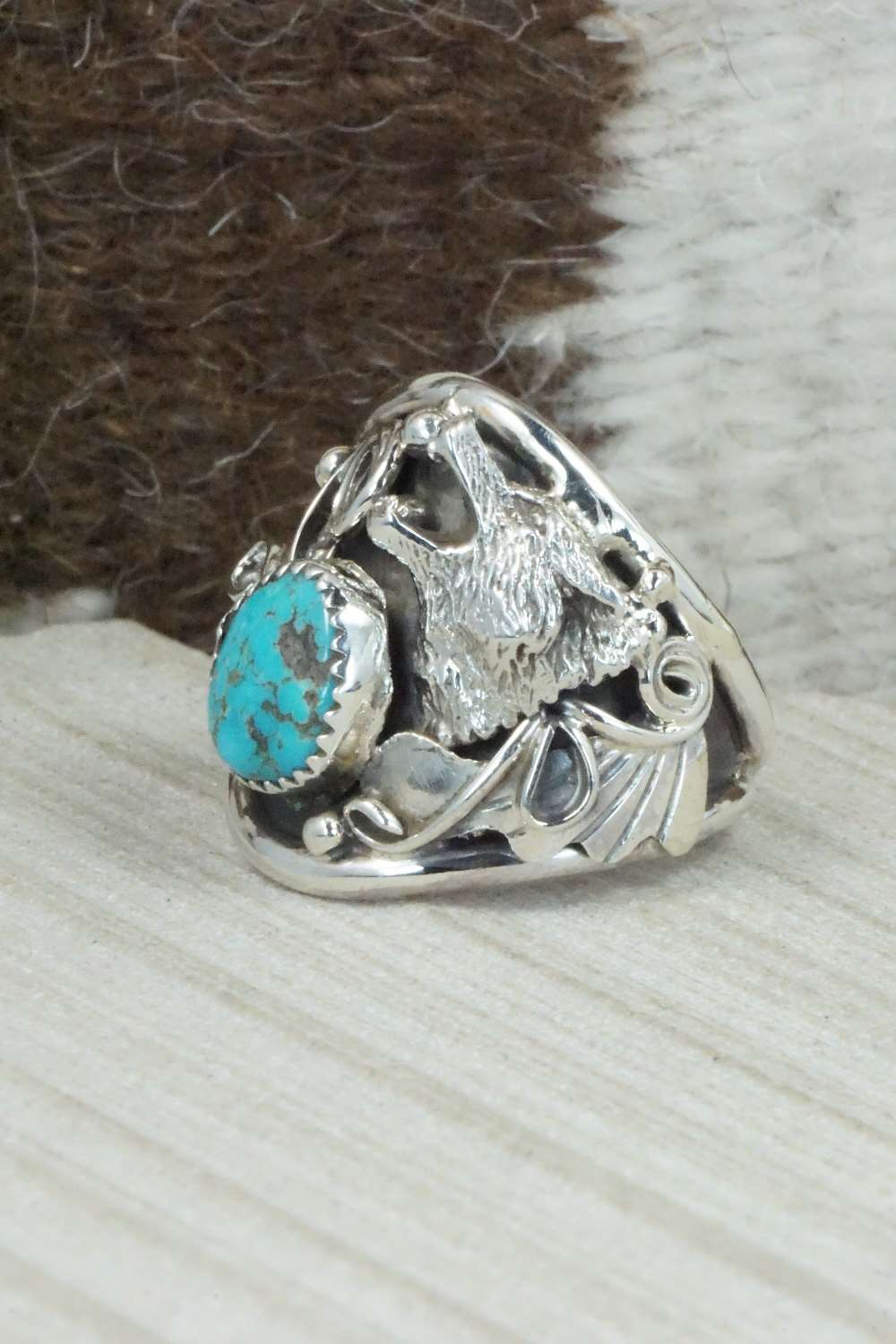Turquoise & Sterling Silver Ring - Jeanette Saunders - Size 12.5