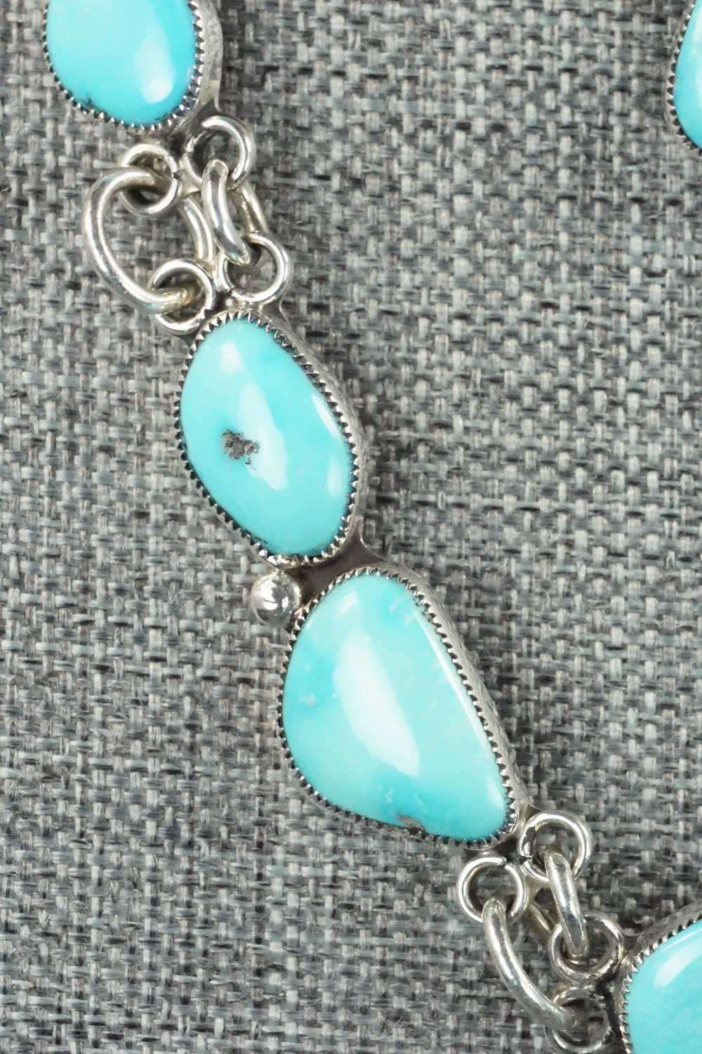 Turquoise & Sterling Silver Necklace and Earrings Set - Smokey Gchachu