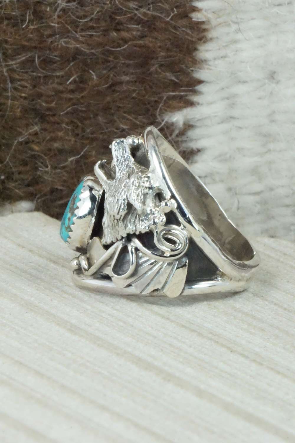 Turquoise & Sterling Silver Ring - Jeanette Saunders - Size 12.5