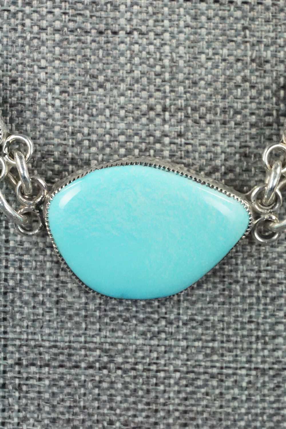 Turquoise & Sterling Silver Necklace and Earrings Set - Smokey Gchachu