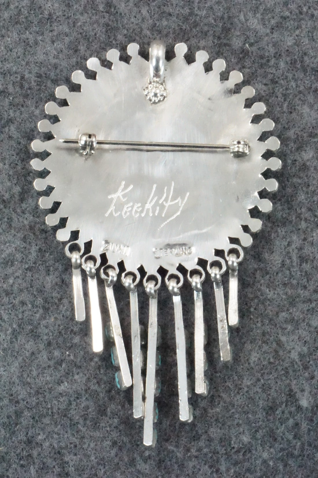 Turquoise & Sterling Silver Pendant/Pin - Keith Leekity