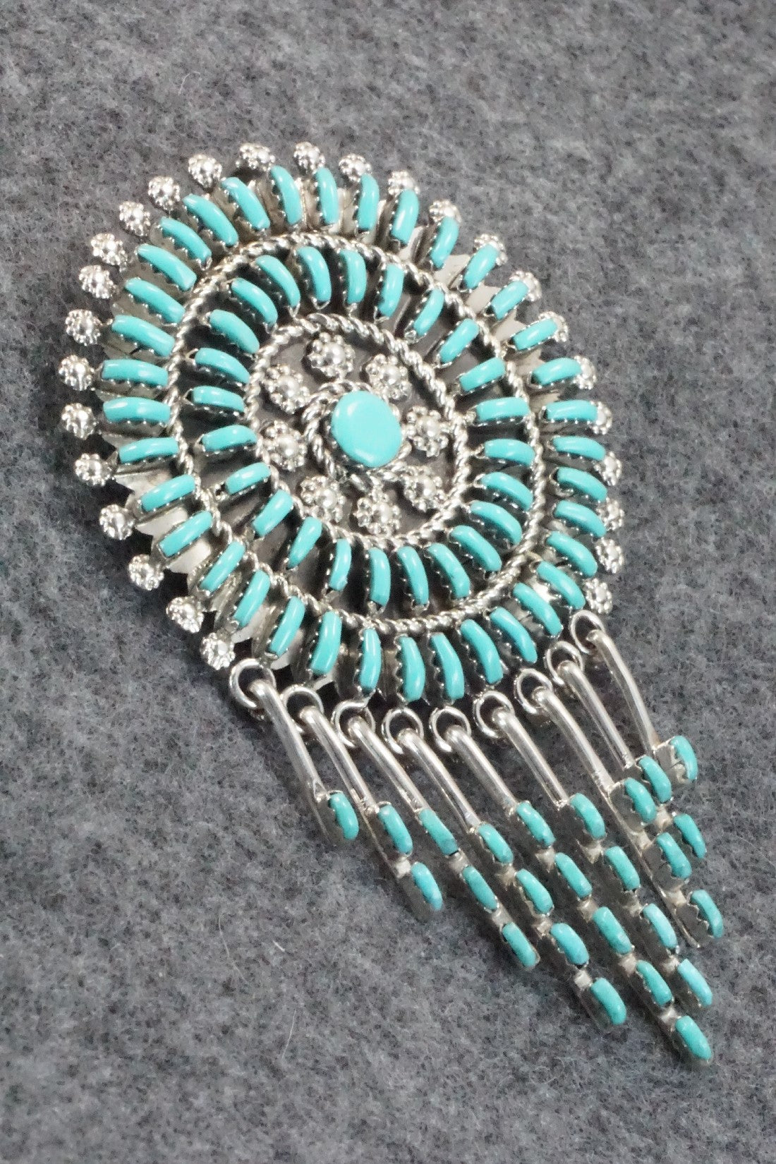 Turquoise & Sterling Silver Pendant/Pin - Keith Leekity