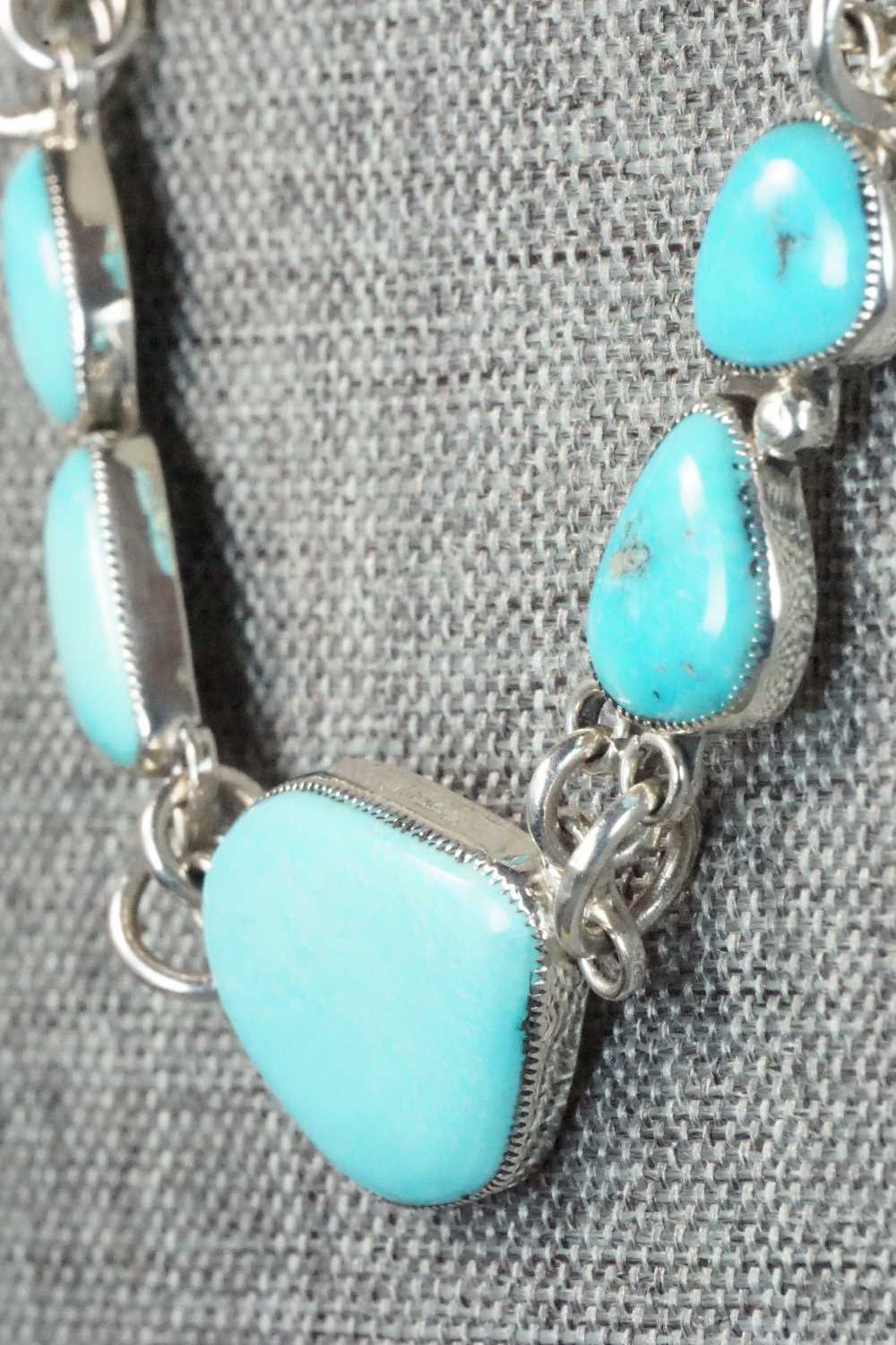 Turquoise & Sterling Silver Necklace and Earrings Set - Smokey Gchachu