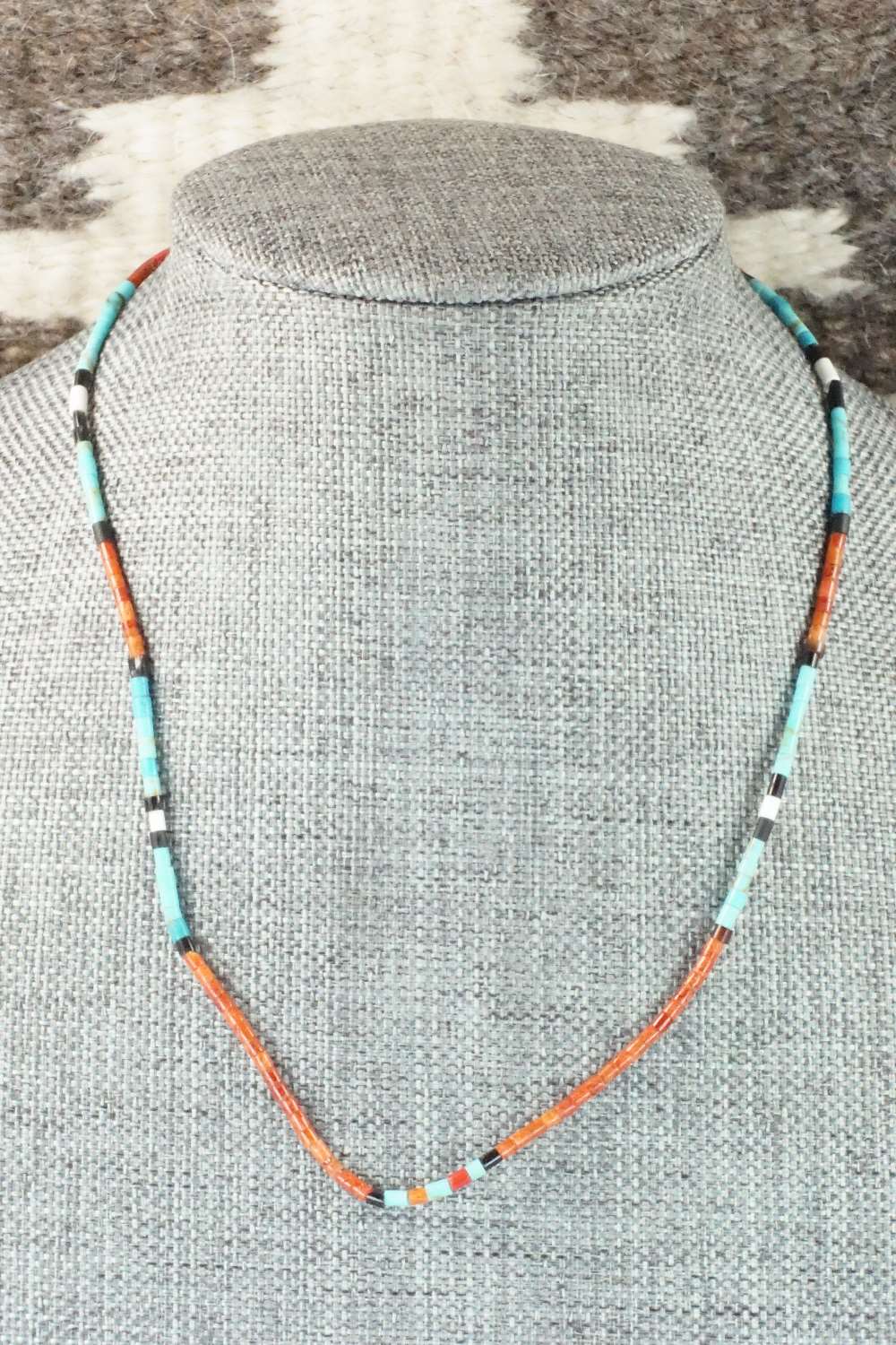 Turquoise, Coral and Shell Necklace - Frank Ortiz