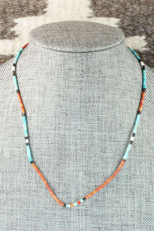 Turquoise, Coral and Shell Necklace - Frank Ortiz