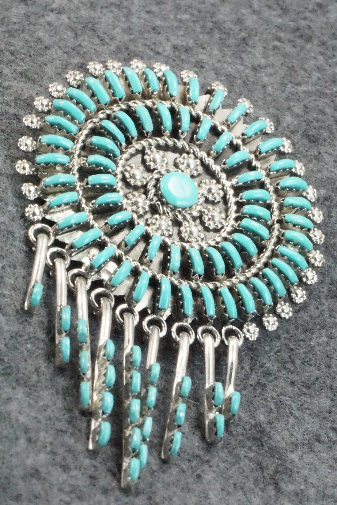 Turquoise & Sterling Silver Pendant/Pin - Keith Leekity