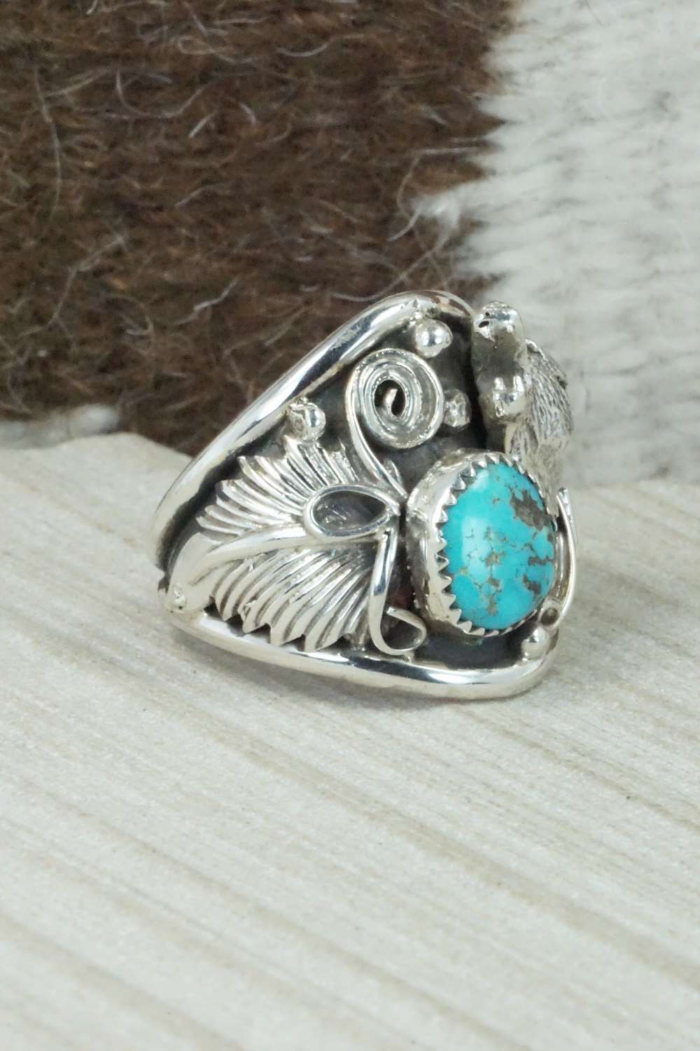 Turquoise & Sterling Silver Ring - Jeanette Saunders - Size 12.5