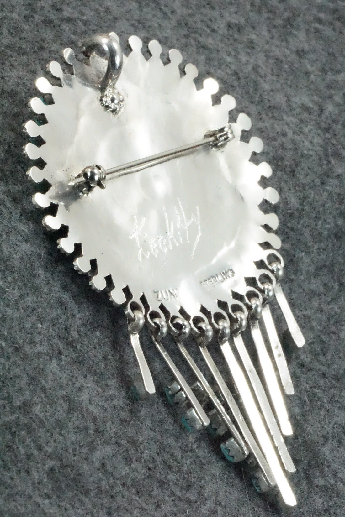 Turquoise & Sterling Silver Pendant/Pin - Keith Leekity