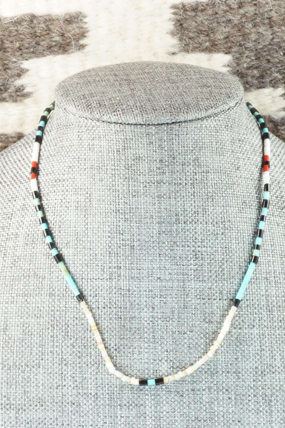 Turquoise, Coral and Shell Necklace - Frank Ortiz