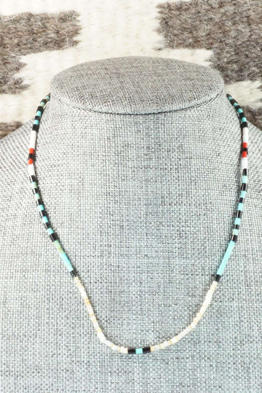 Turquoise, Coral and Shell Necklace - Frank Ortiz