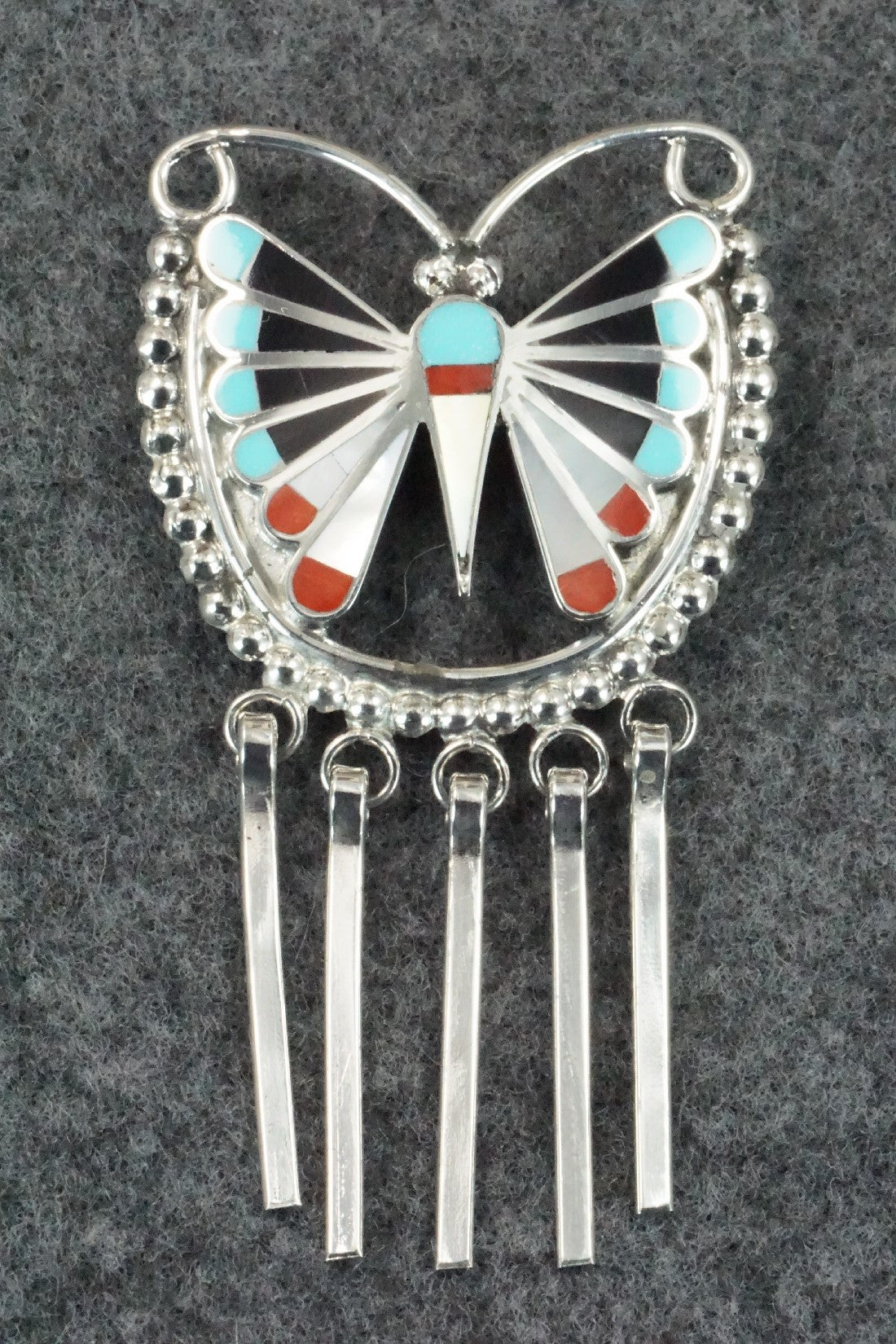 Multi Stone & Sterling Silver Inlay Pendant - Adrian Wallace