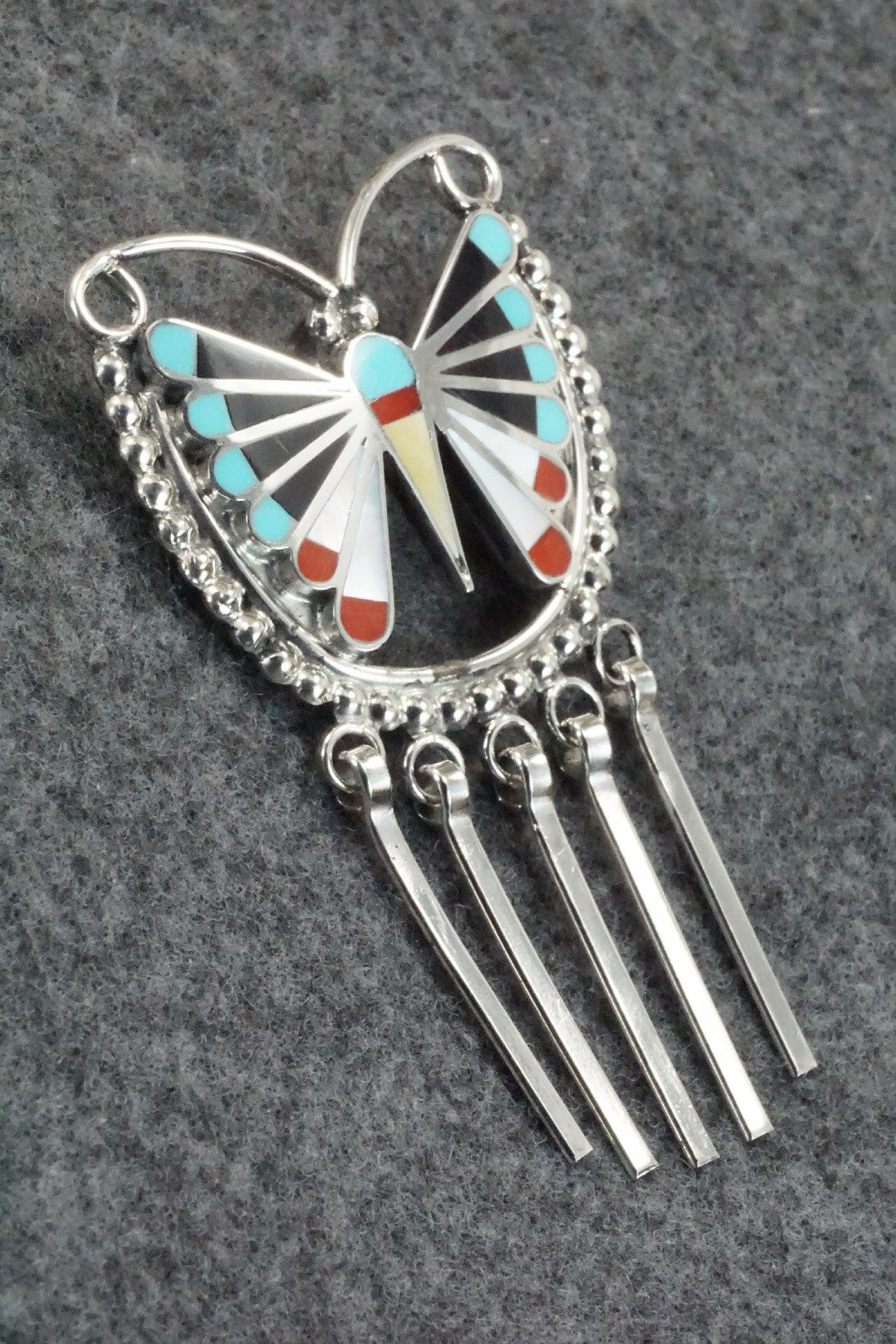 Multi Stone & Sterling Silver Inlay Pendant - Adrian Wallace