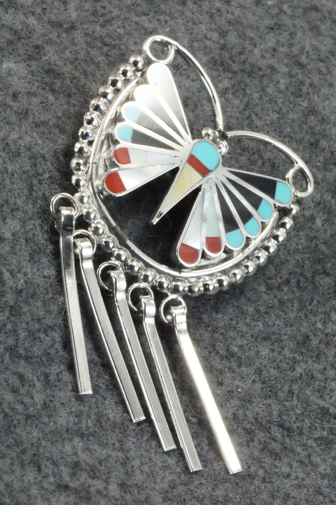 Multi Stone & Sterling Silver Inlay Pendant - Adrian Wallace