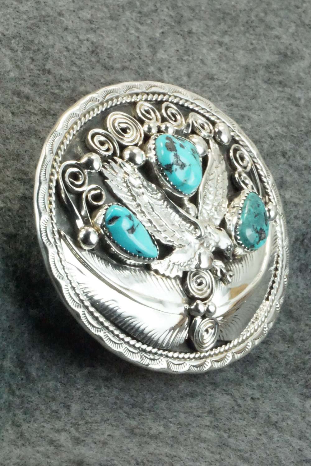 Turquoise & Sterling Silver Belt Buckle - Allen Chee