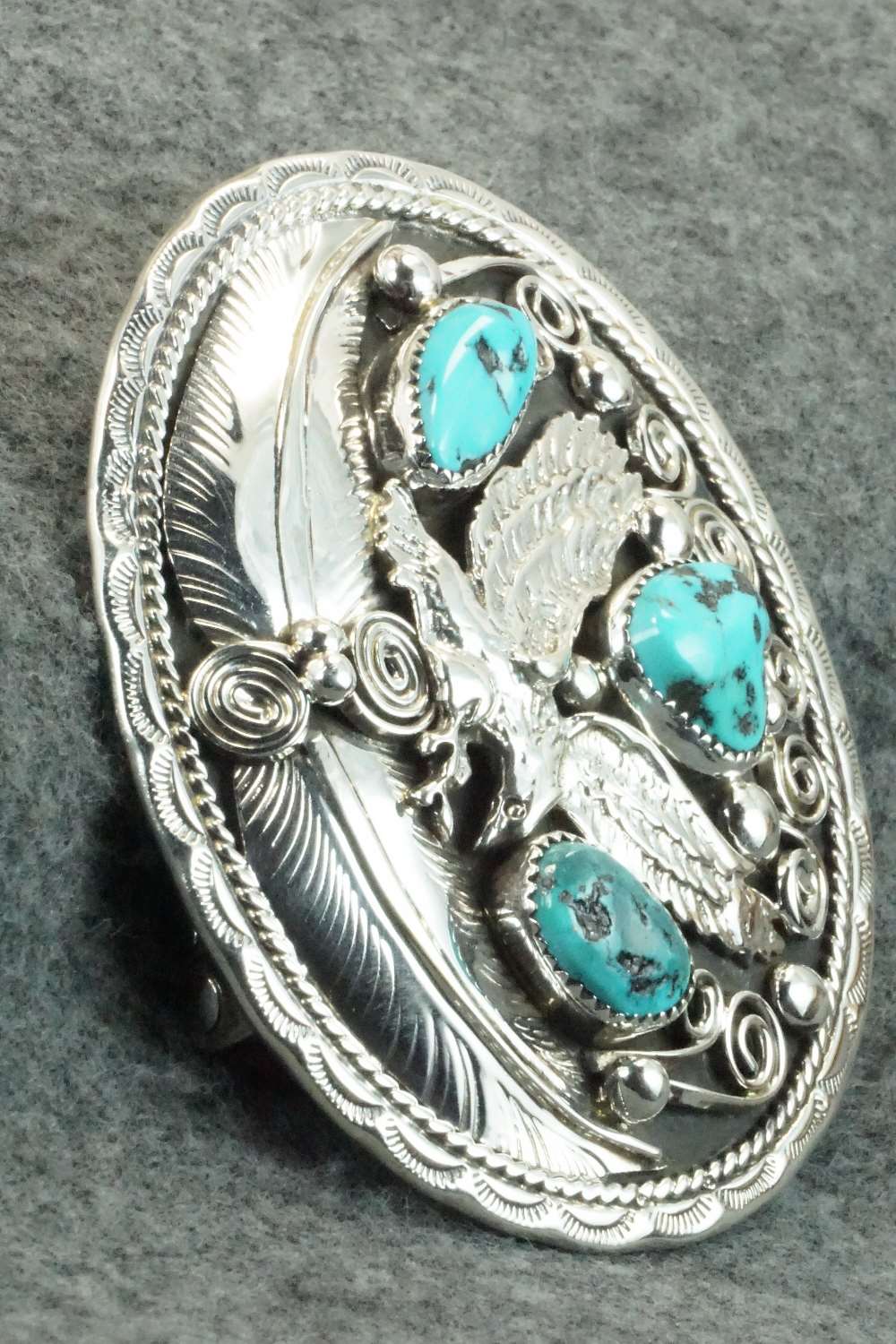 Turquoise & Sterling Silver Belt Buckle - Allen Chee