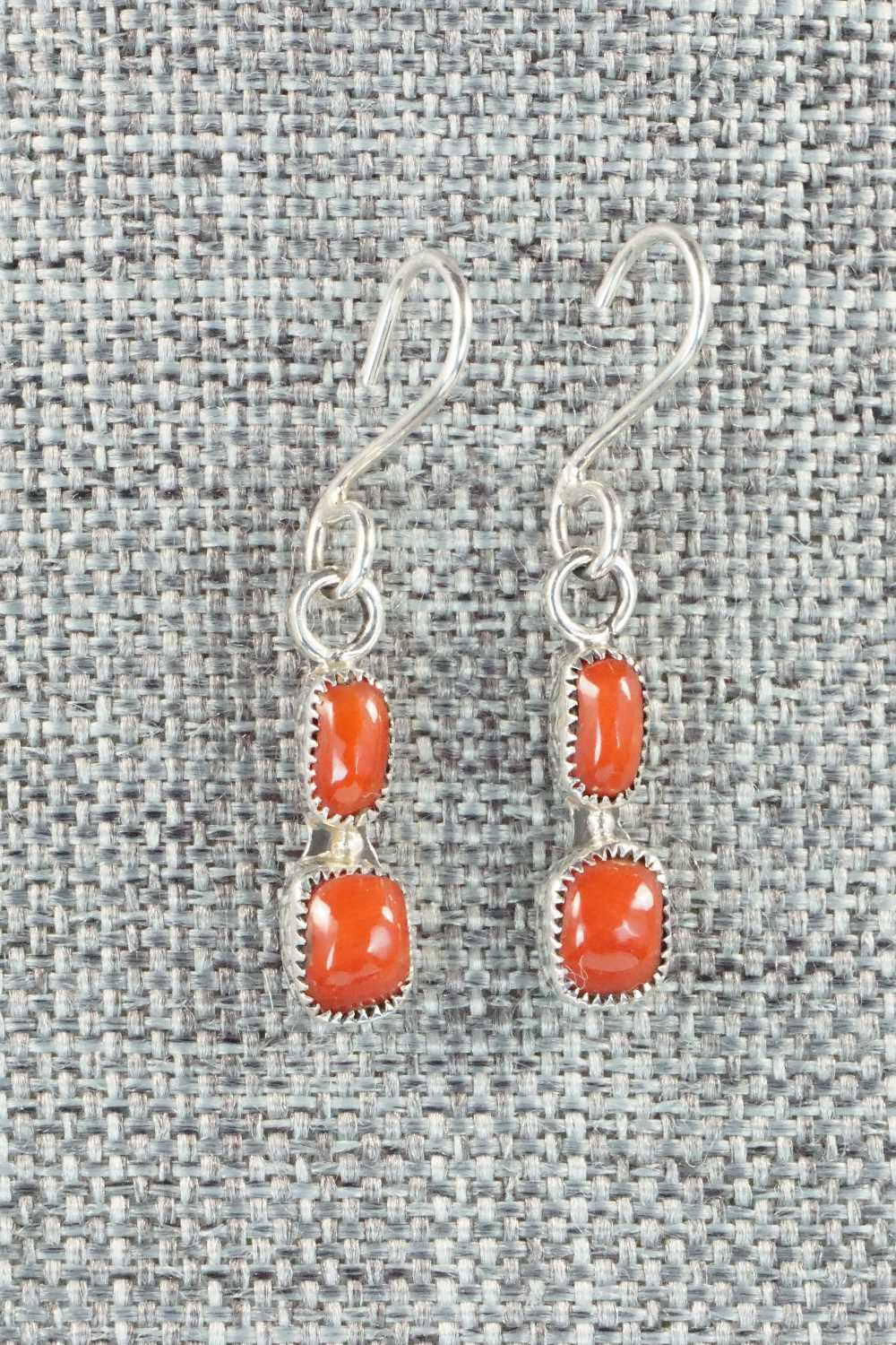 Coral & Sterling Silver Necklace and Earrings Set - Smokey Gchachu
