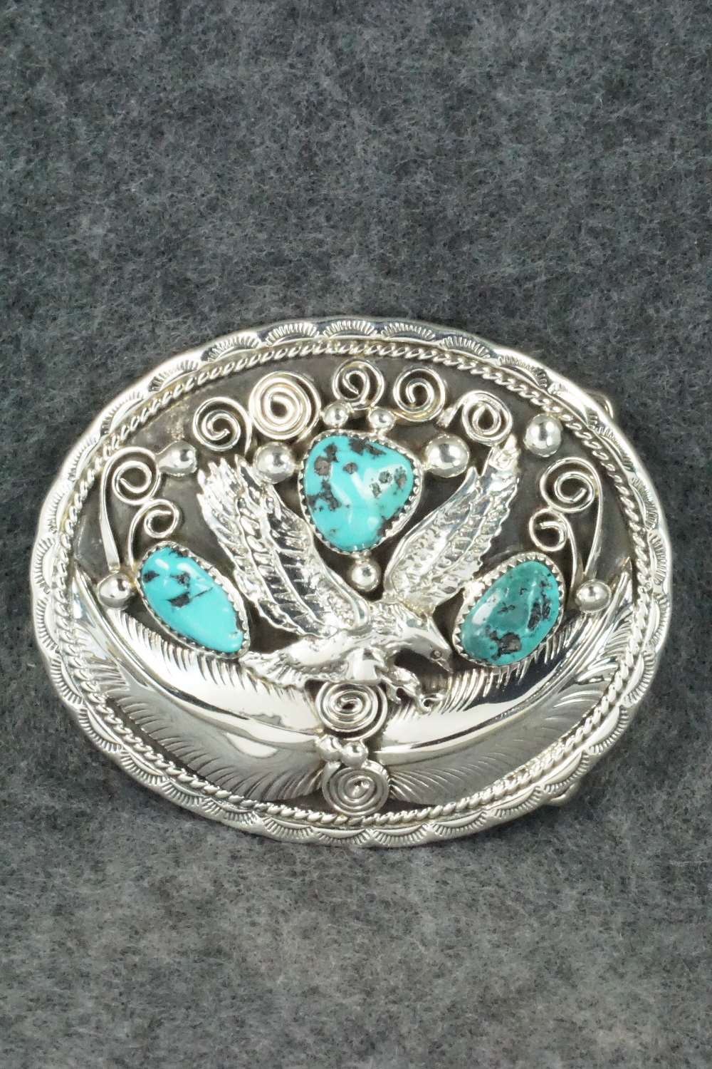 Turquoise & Sterling Silver Belt Buckle - Allen Chee