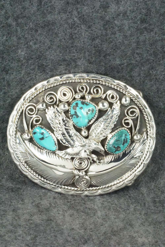 Turquoise & Sterling Silver Belt Buckle - Allen Chee