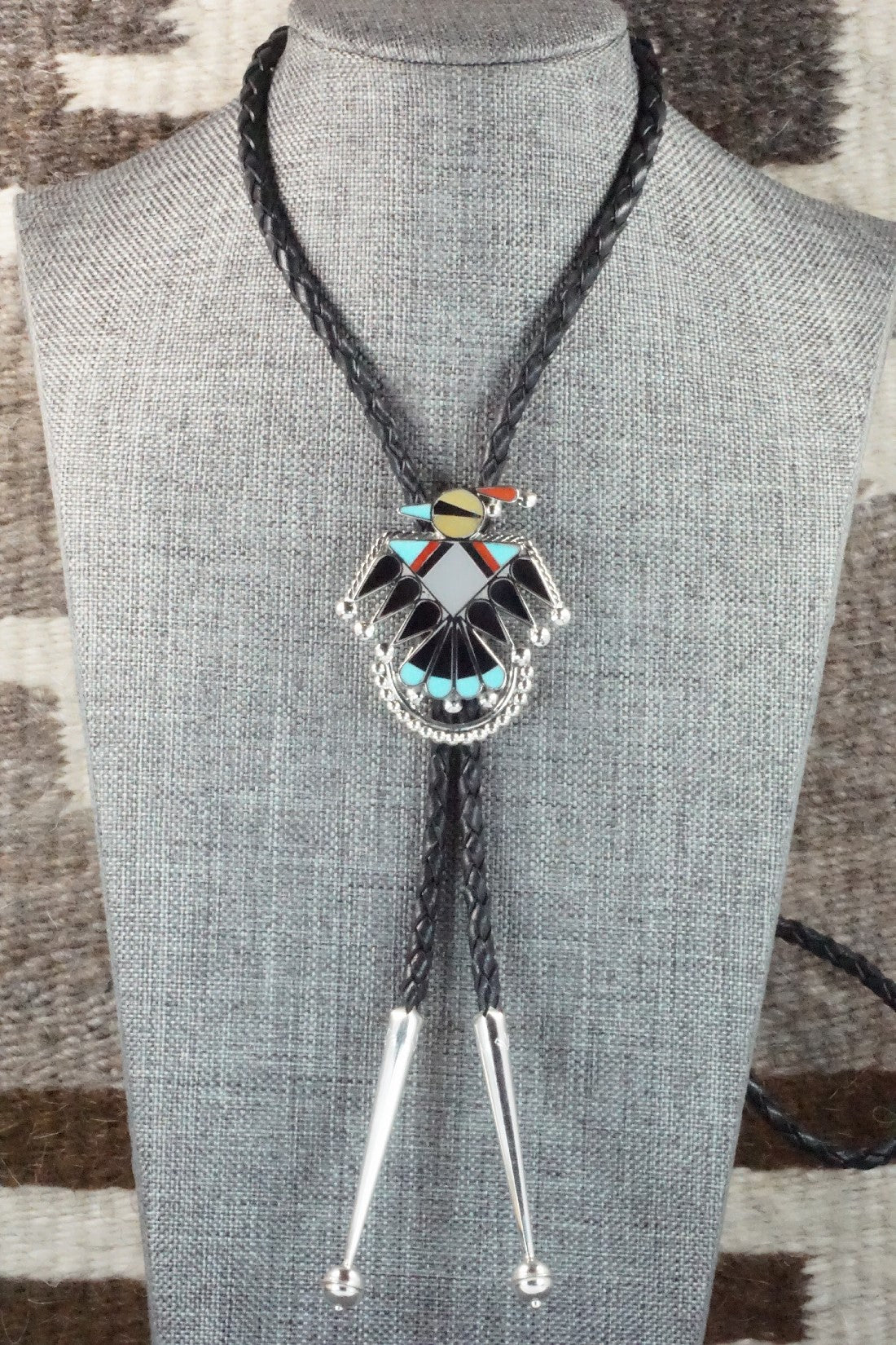 Multi Stone & Sterling Silver Inlay Bolo Tie - Adrian Wallace