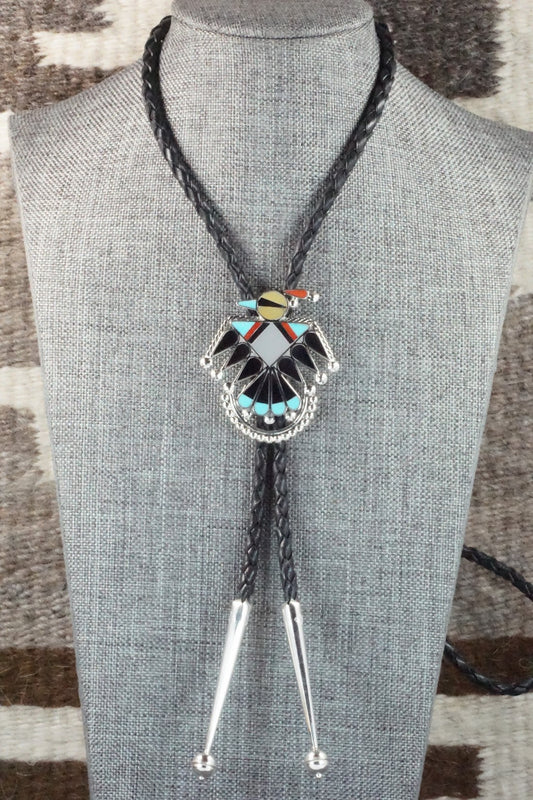 Multi Stone & Sterling Silver Inlay Bolo Tie - Adrian Wallace